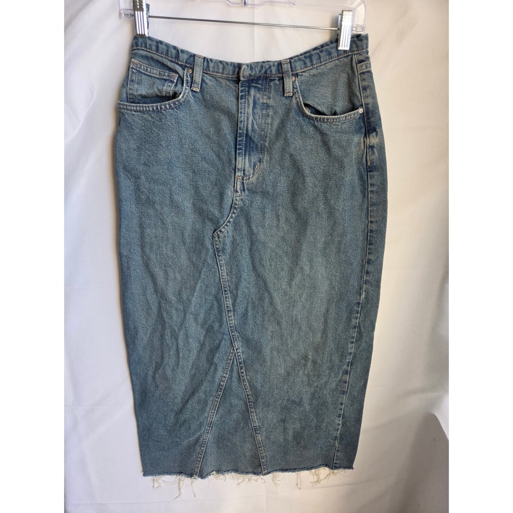 Cotton On Denim Skirt Womens Blue Medium Wash Straight High Rise Midi